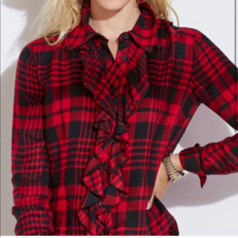 Cabi button down long sleeve flannel top